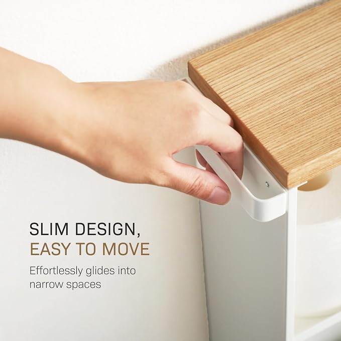 YAMAZAKI Home Slim Rolling Storage Cart – Narrow Bathroom Storage Cabinet - Image 6
