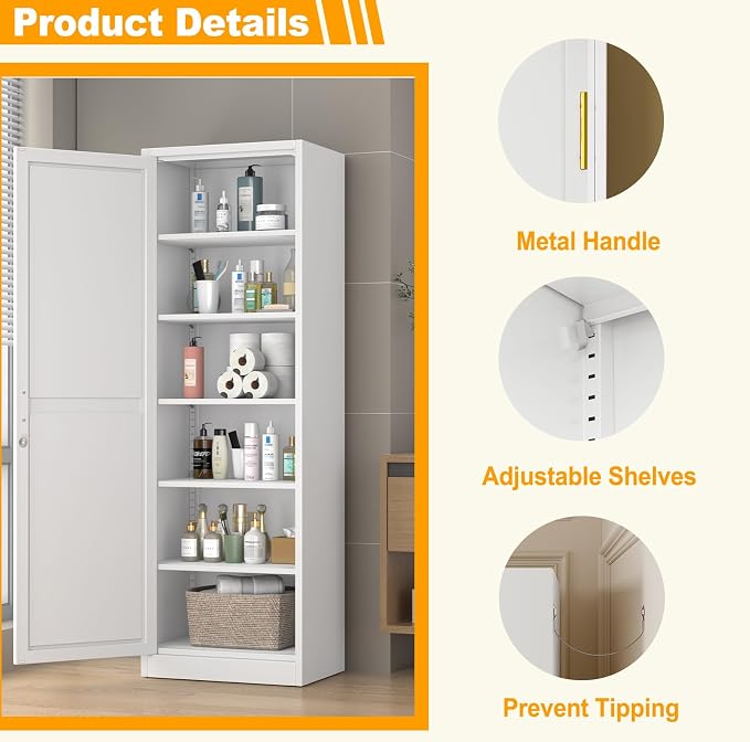 Metal Locker Tall Narrow Storage Cabinet, Gym Home Office, Entryway and Hallway - Image 3