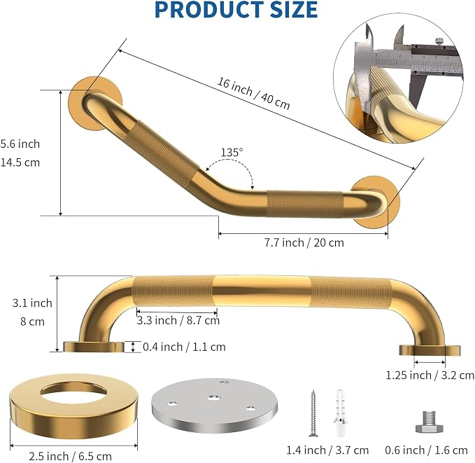 2 Pack 16 Inch Munzong Shower Grab Bars - Image 2