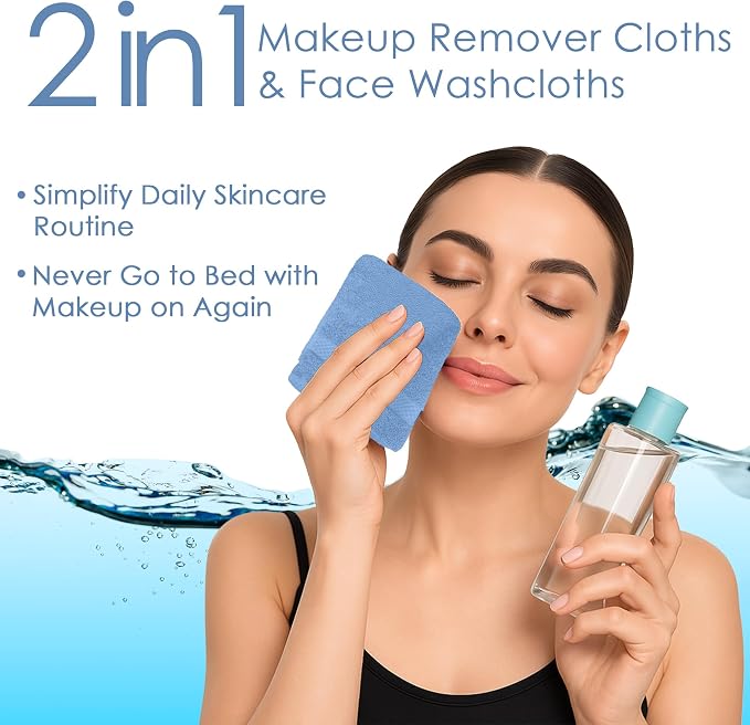 DAN RIVER 12-Pack Premium 100% Cotton Medium Blue Face Towels – Reusable Face - Image 5