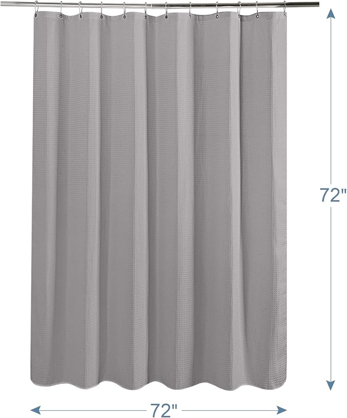 AmazerBath Grey Shower Curtain, Waffle Shower Curtain Gray, Premium Fabric - Image 6