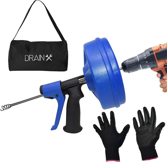 DrainX SPINFEED 35 Foot Snake Drum Auger | Drill Power or Manual Use by DrainX