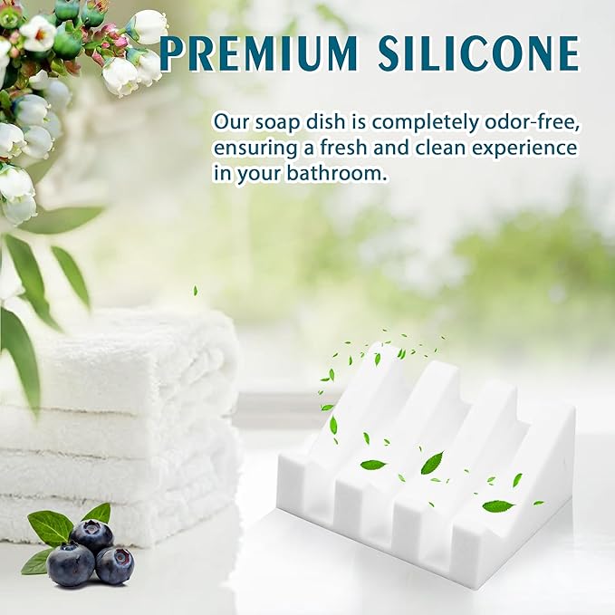 Silicone Soap Dish with Drain, Upgrade Double Suction Cups at The Bottom - Image 4