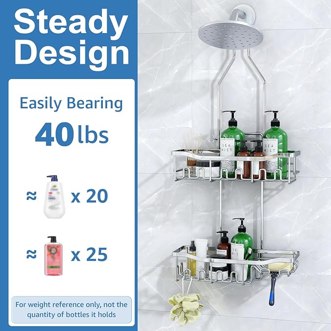 Shower Caddy Hanging for Bathroom: Adjustable Height No Blocking to Shower Head - Image 4