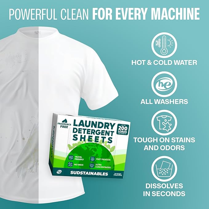 Sudstainables Laundry Detergent Sheets 200 Loads – Dissolvable Laundry Sheet - Image 5