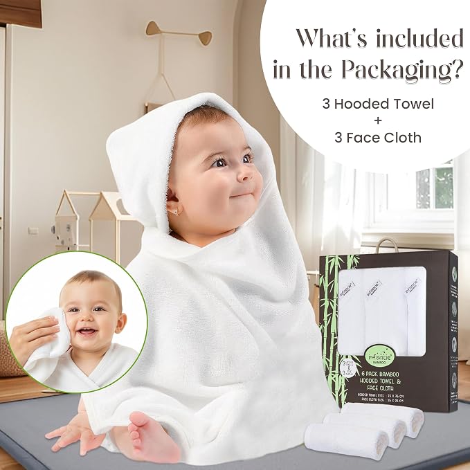 Bamboo Hooded Baby Towel with Face Cloth – 3 Hooded Towels & 3 Washcloths – - Image 7