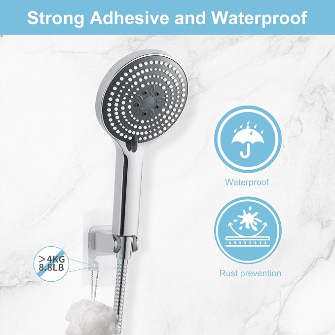 OFFO Shower Head Holder, Strong Adhesive Shower Hooks, 40° Adjustable - Image 2