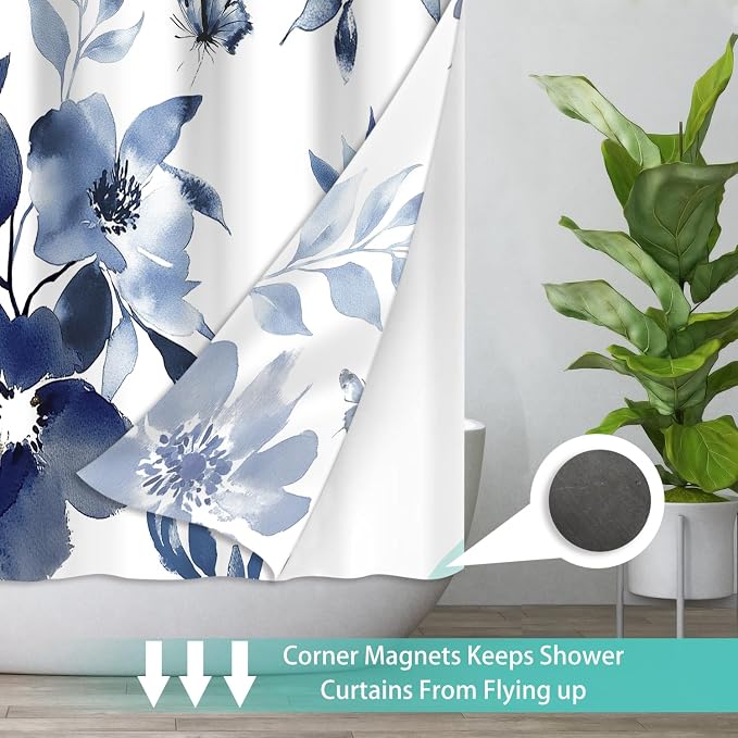 No Hook Shower Curtain with Snap in Liner - Image 3