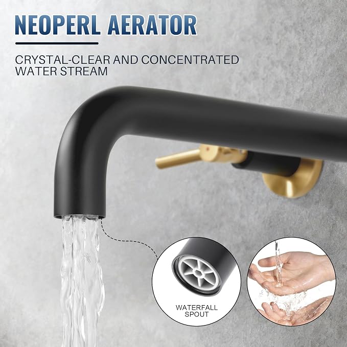 Wall Mount Tub Filler Bath Tub Faucet High Flow Bathtub Faucets Two Handles - Image 8