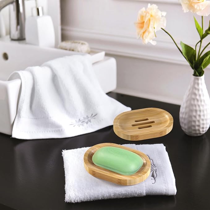 AmazerBath Bamboo Soap Holder, Bamboo Soap Dish, 2 Pack Soap Dishes - Image 6
