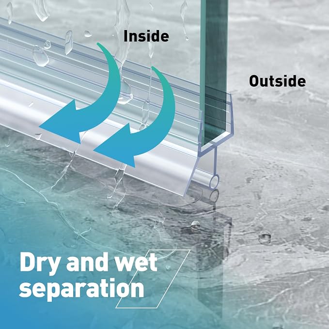 Shower Door Bottom Seal, Frameless Glass Door Seal Strip to Seal 12mm Gap - Image 4