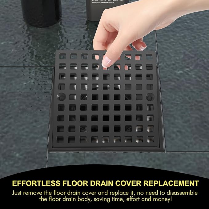 3-7/8" Matte Black Shower Drain Cover - Image 6