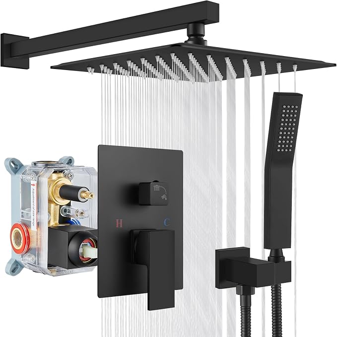 gotonovo Rainfall Bathroom Shower System Rain Shower Head and Handle Set Wall by HOME