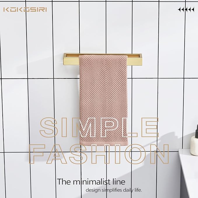 KOKOSIRI Towel Bar Brushed Gold Hand Towel Holder 12 Inch Kitchen Towel Hanger - Image 3