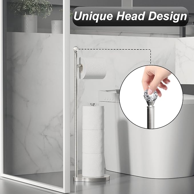 Toilet Paper Holder for Bathroom, Heavy Weighted Metal Free Standing Toilet - Image 6