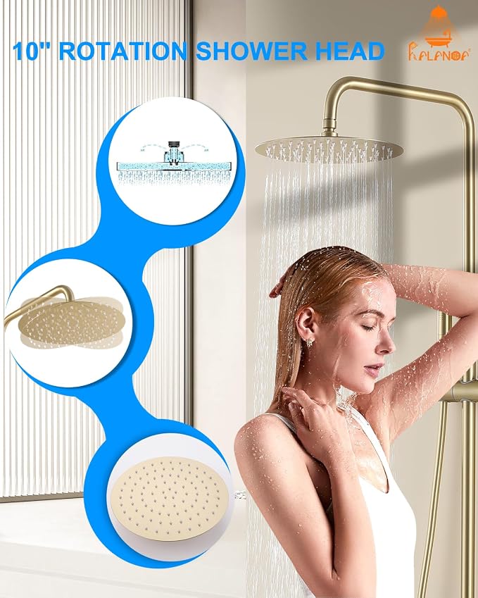 Outdoor Shower Fixture, 3 Functions Handle Tub Rainfall Shower Faucet Sets - Image 4