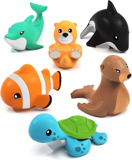 Tub Works® Marine™ Mold Free Bath Toys, 6 Pack | Sealed, No Hole Bath Toys by TubWorks