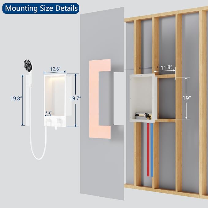 Shower Niche with Round Hand Shower, Sliding Bar and LED Light in Matte - Image 4
