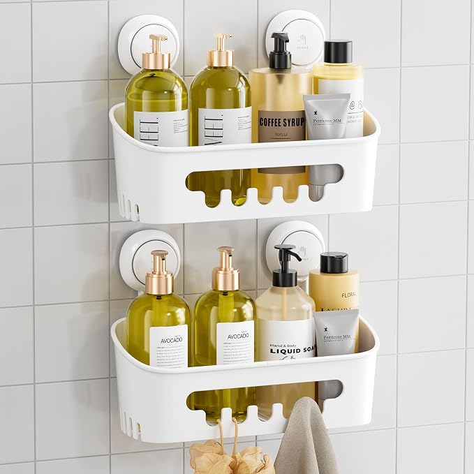 TAILI Shower Caddy Suction Cup 2 Pack, Heavy Duty Bathroom Organizer, Removable by TAILI