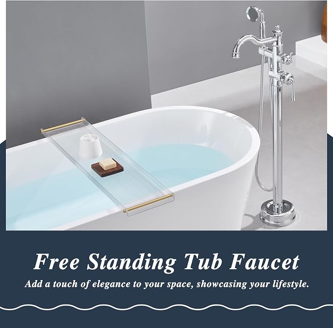 Free Standing Tub Faucet, Qinkell Classic Roman Freestanding Tub Faucets - Image 2