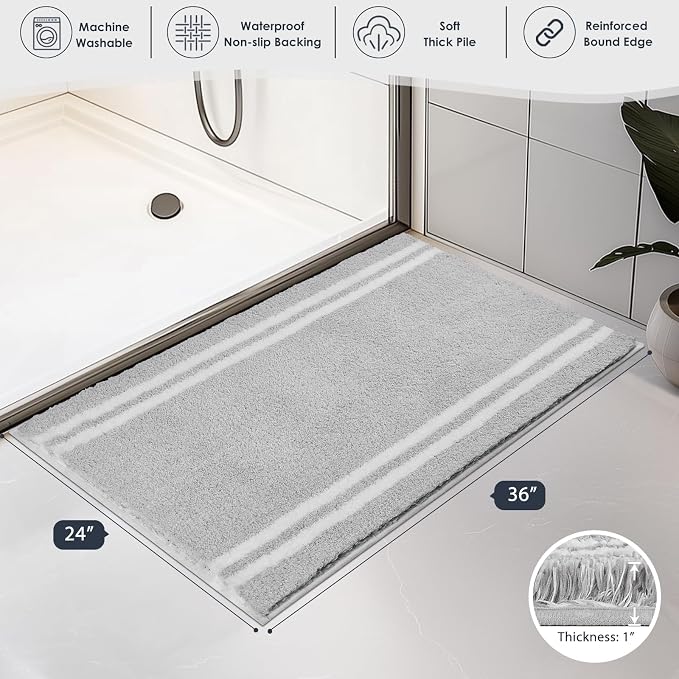 PURRUGS Bathroom Rug Non-Slip Machine Washable 24" x 36", Super Absorbent and - Image 7