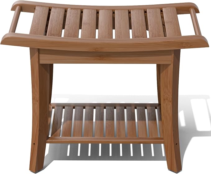 Bamboo Shower Stool Bench Waterproof by ZHUOYUE