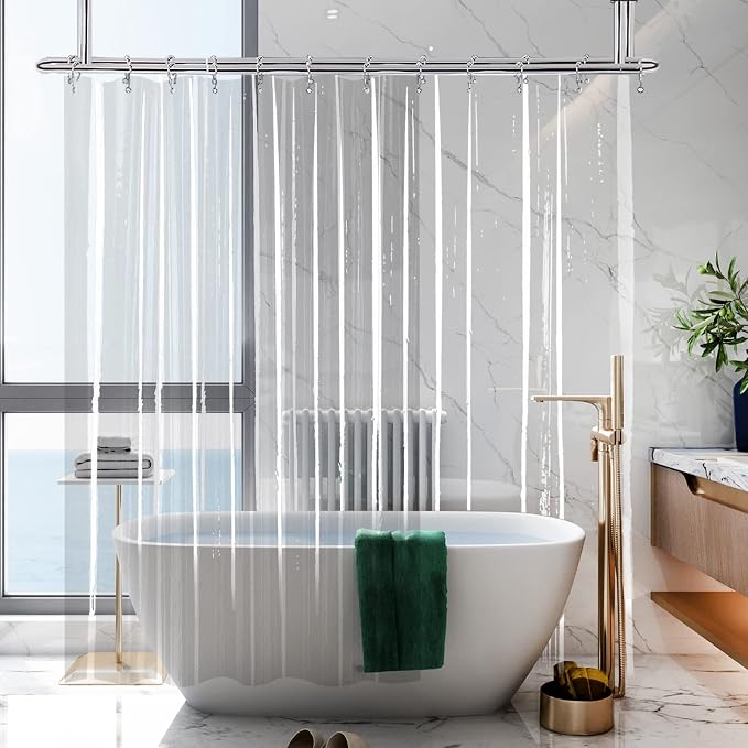 YISURE Clawfoot Tub Extra Long 78 Inch Shower Curtain, Wrap Around Clear Shower - Image 5