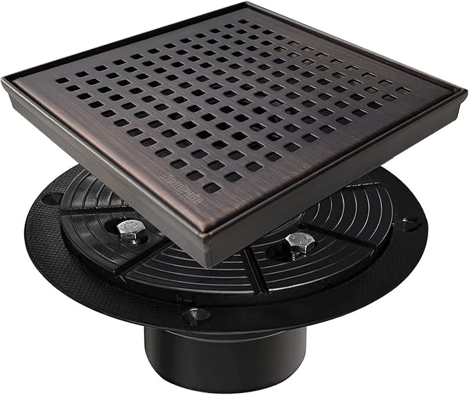 Neodrain 6 in Square Shower Drain, Oil Rubbed Bronze, Removable Quadrato - Image 3