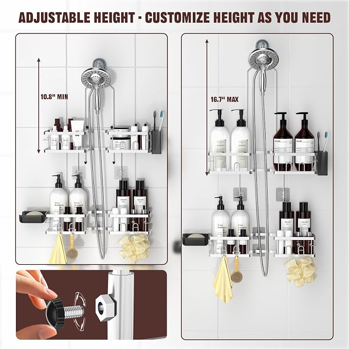 REINHARDT Adjustable Shower Caddy Hanging Rustproof Shower Caddy - Image 2