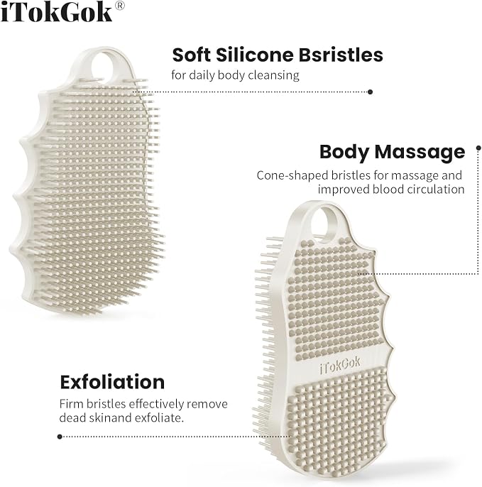 Silicone Body Scrubber Silver-Infused Dual-Sided 3-in-1 - Image 6