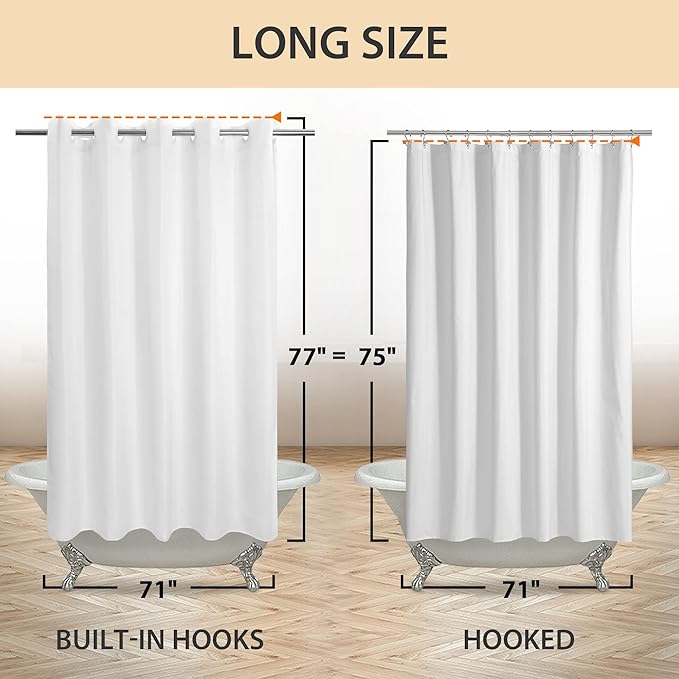 River Dream No Hook Long Shower Curtain or Liner Soft Microfiber - Image 6