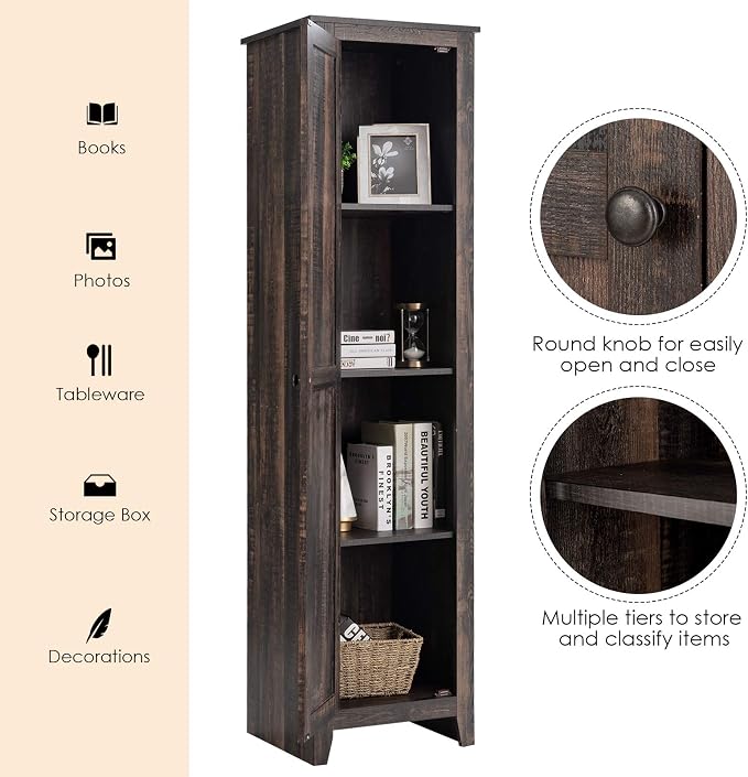 Giantex Tall Storage Cabinet Free Standing Floor Storage Tower - Image 5