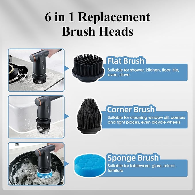 Electric Spin Scrubber, Bathroom Shower Scrubber - Image 3