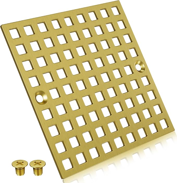 3-7/8" Brushed Gold Shower Drain Cover by Yaseingoo