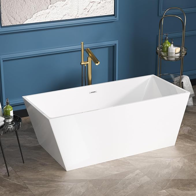 Sarlai 67 Inch Acrylic Freestanding Soaking Bathtub Contemporary Soaking White - Image 2