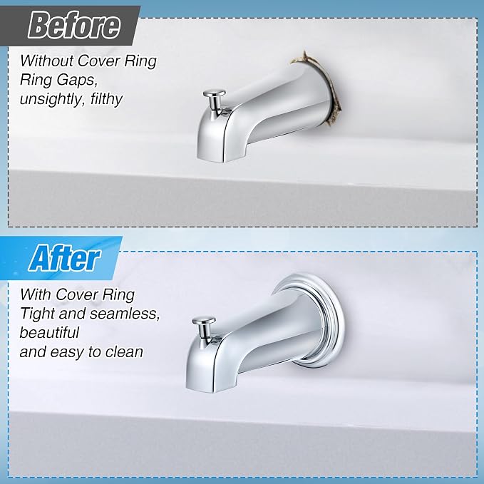 Dreyoo Metal Tub Spout Cover Ring, Bathtub Spout Trim Plate Ring - Image 5