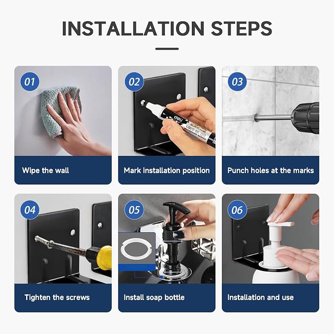 LEFTSTARER 4Pcs Soap Dispenser Wall Mount Bottle Holder, Shampoo Holder - Image 6