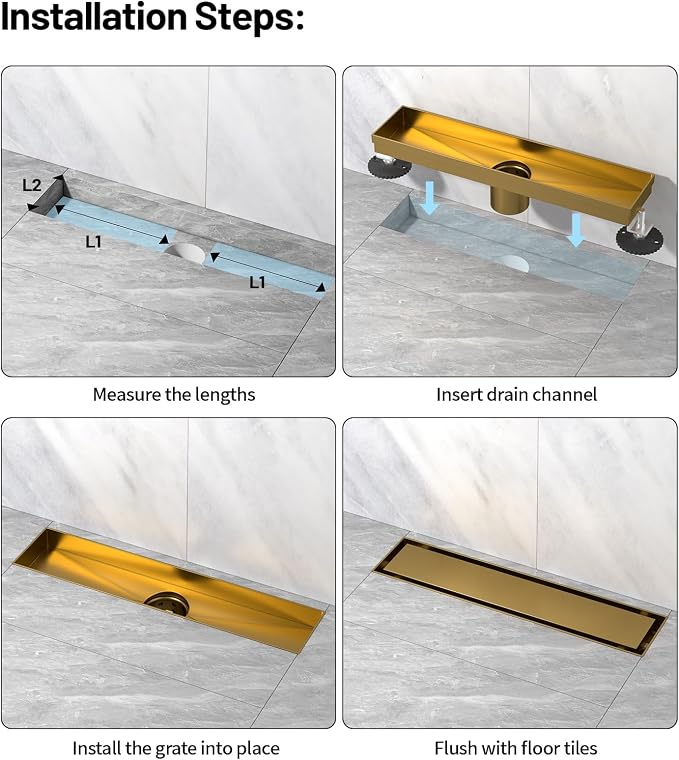 Linear Shower Drain, 304 Stainless Steel - Image 7