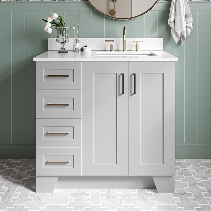 ARIEL Taylor 37 Inch Grey Bathroom Vanity - Image 3