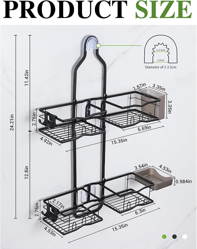 Shower Caddy Hanging, Rustproof Shower Organizer Over Showerhead - Image 2