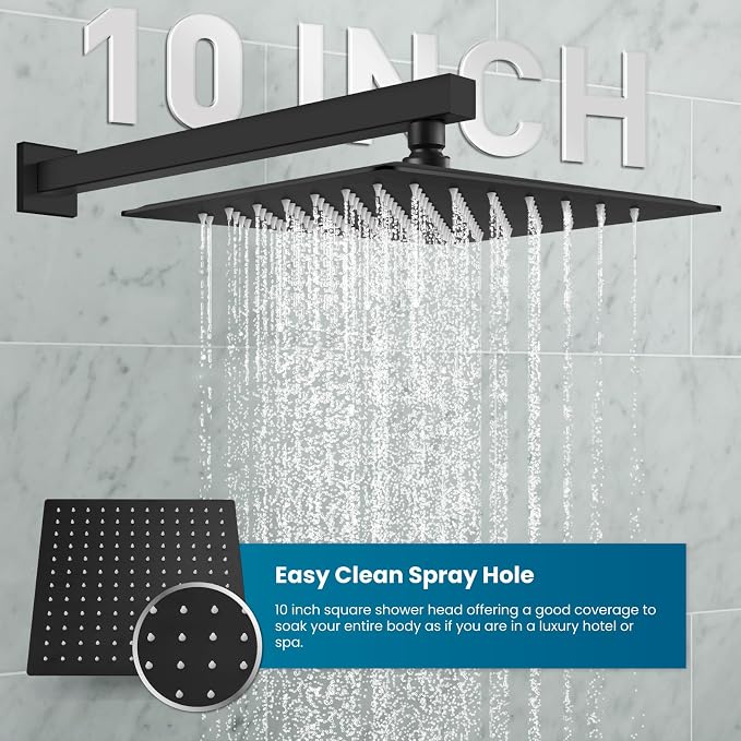 gotonovo Rainfall Bathroom Shower System Rain Shower Head and Handle Set Wall - Image 3