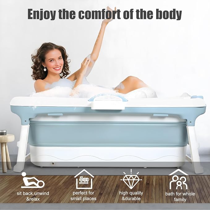 Portable Bathtub for Adults, Large 58 inch Collapsible Bathtub - Image 7
