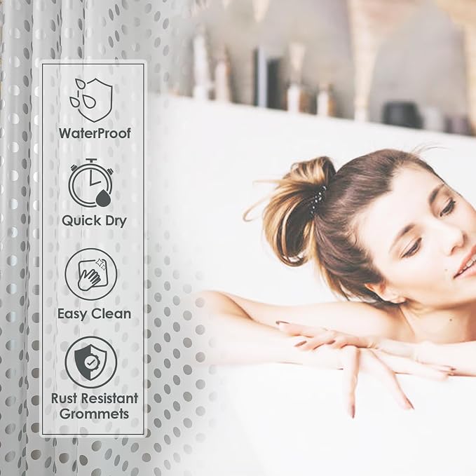 Plastic Shower Curtain Liner, Waterproof Printed PEVA Shower Curtain - Image 5