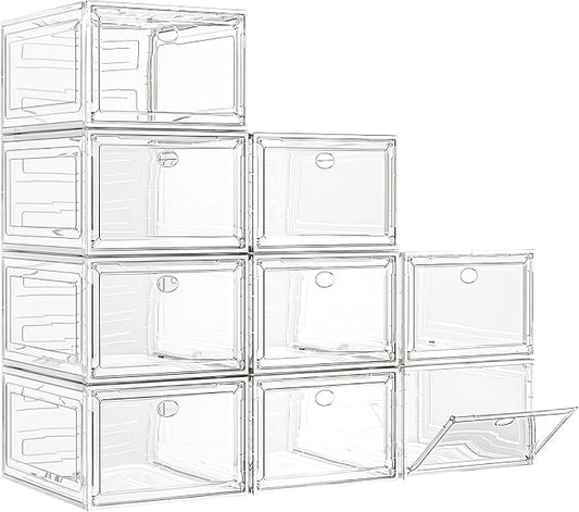 7 code Large Clear Shoe Boxes Organizer【Thicker Material】 Stronger Shoe Box by 7+code