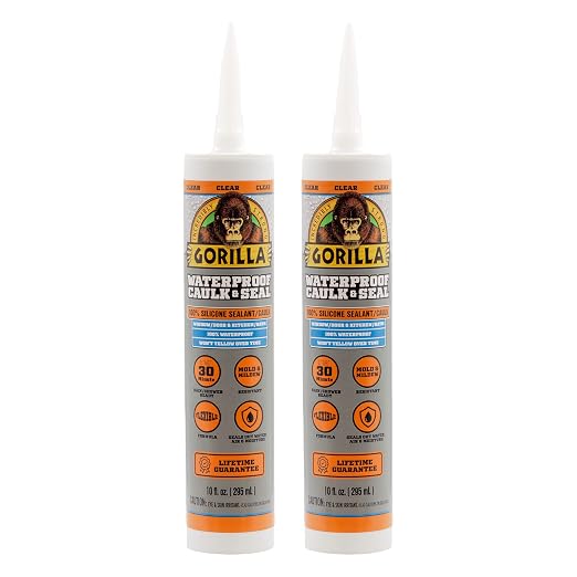 Gorilla Waterproof Caulk & Seal Silicone Sealant, 10Oz Cartridge by Gorilla
