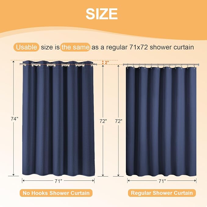River Dream Hotel Grade No Hooks Needed Shower Curtain - Image 7