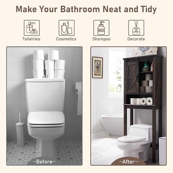 OKD Over The Toilet Storage Cabinet, Farmhouse Storage Cabinet Over Toilet - Image 6