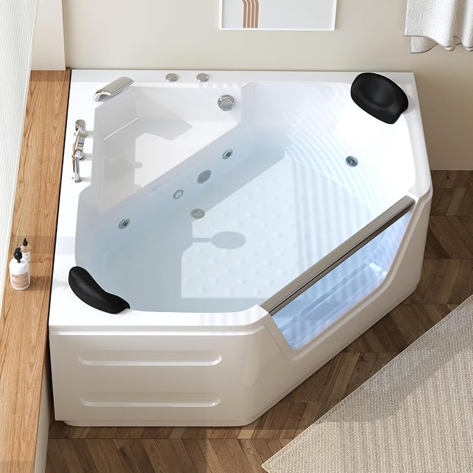 59 Inch Corner Jetted Tub by LUTHBAXEWhereLuxuryMeetsFunction