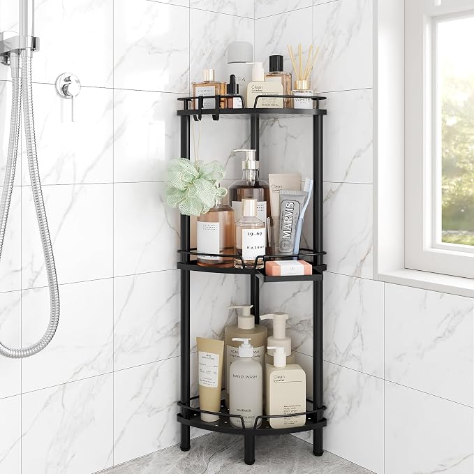 ELYKEN Corner Shower Caddy Standing, 3 Tier Rustproof Metal Shower Organizer by ELYKEN