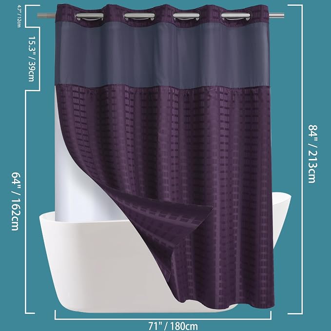 Extra Long No Hook Shower Curtain - Image 6
